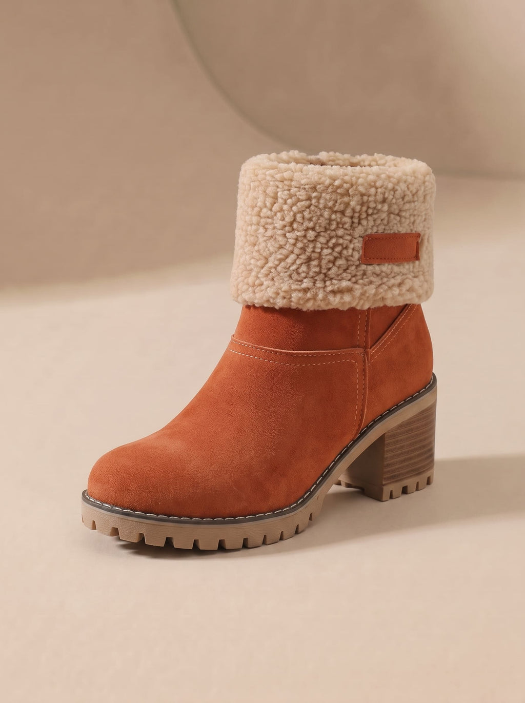 Bottines à Talon Col Moumoute - Ambre