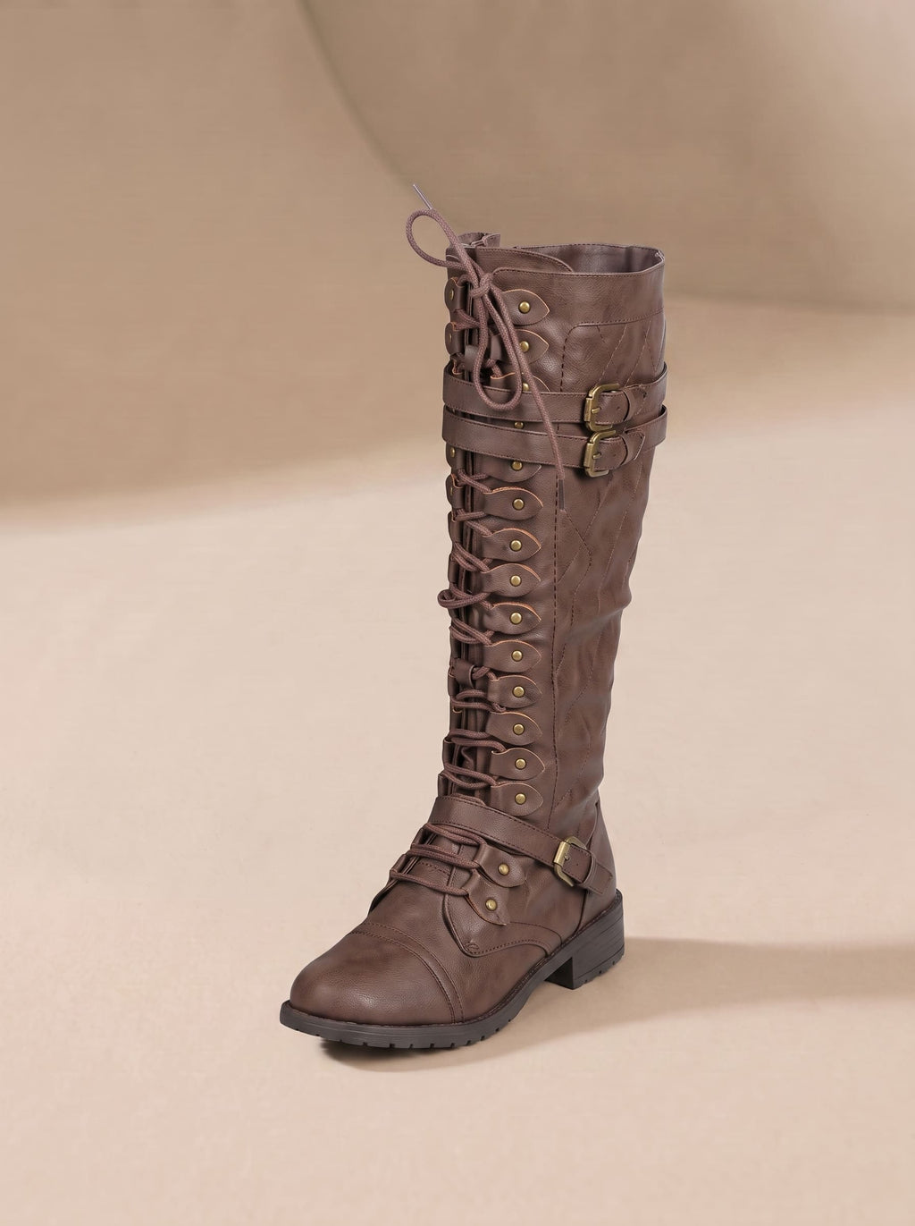 Bottes Hautes à Lacets & Boucles Style Cavalier - Jade