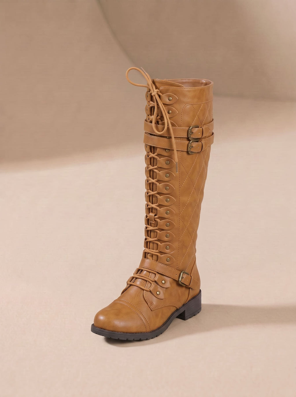Bottes Hautes à Lacets & Boucles Style Cavalier - Jade